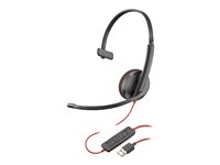 Poly Blackwire 3210 - Blackwire 3200 Series - micro-casque - sur-oreille - filaire - Suppresseur de bruit actif - USB-A - noir - Certifié Skype, Certifié Avaya, certifié Cisco Jabber 80S01AA
