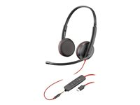 Poly Blackwire C3225 - Blackwire 3200 Series - micro-casque - sur-oreille - filaire - Suppresseur de bruit actif - jack 3,5mm, USB-C - noir - Certifié Skype, Certifié Avaya, certifié Cisco Jabber 80S04A6